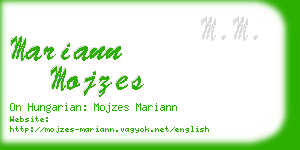 mariann mojzes business card